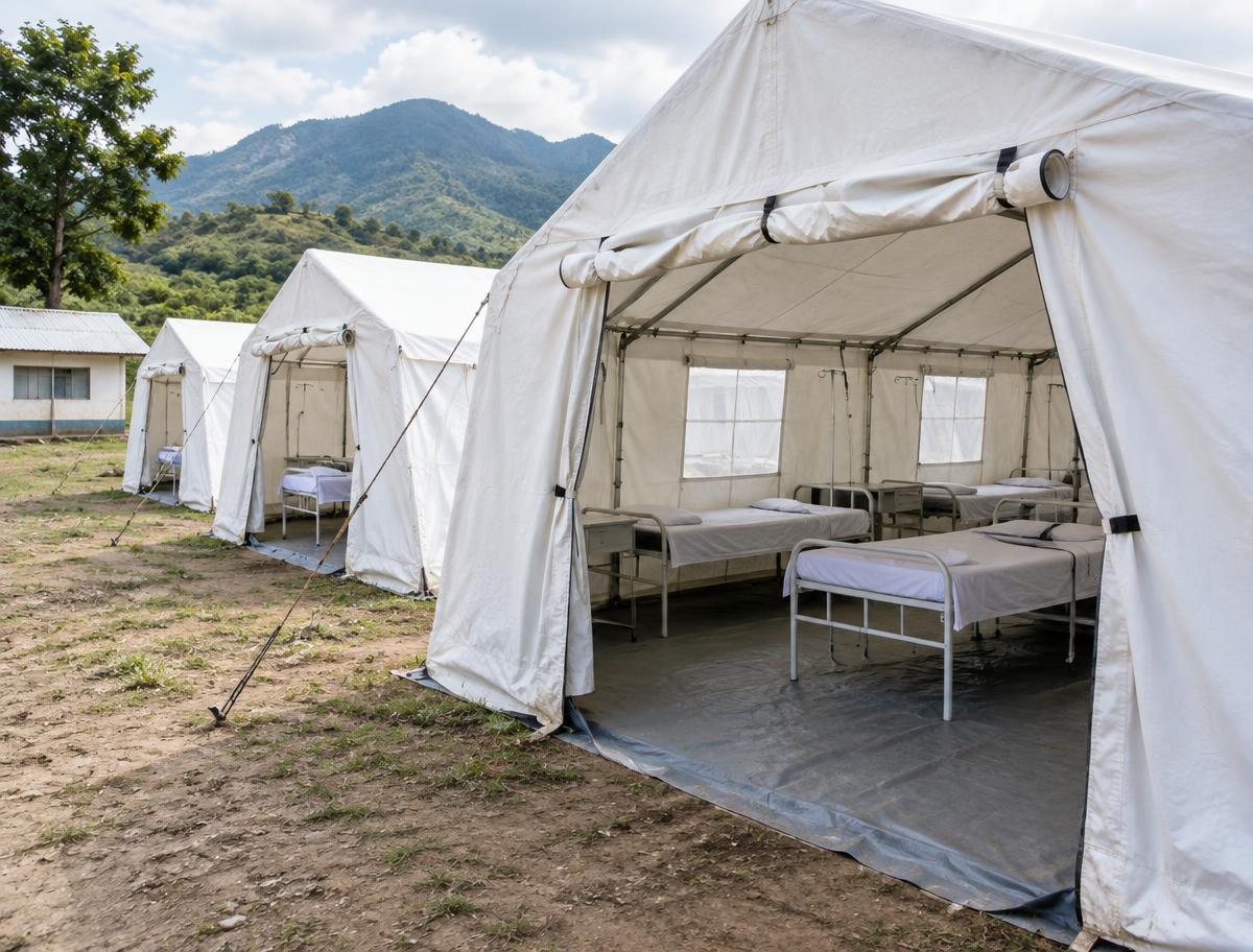 Illustrative image of empty medical tents; not the Kigonze centre